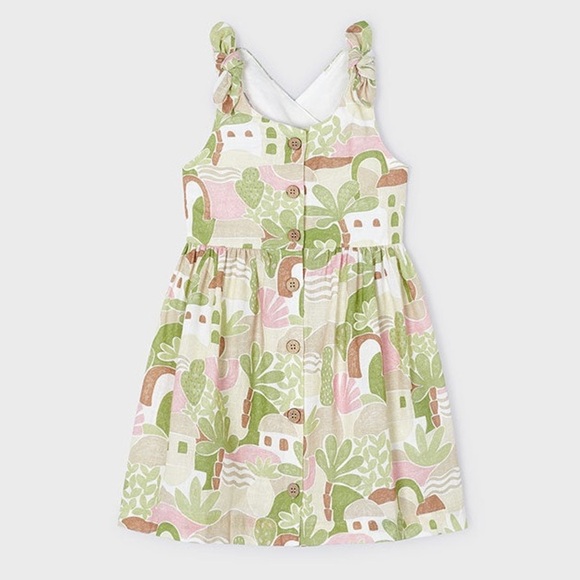 Mayoral Other - Mayoral Resort Pink & Green Tropical Printed Dress